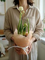 3 нарцисса брайдал краун в фетре цвет Пудра KM356 купить в Москве