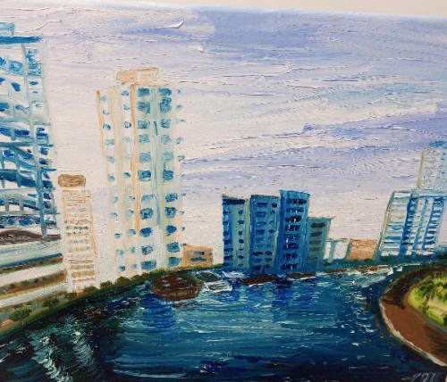 Картина маслом Набережная Дубай Марина K39 купить в Москве