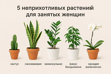 5 неприхотливых растений для занятых женщин