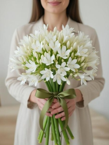 Агапантус белый Глетчер (срезка) — элегантный цветок для букетов и декора SR347 купить в Москве