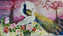 Картина маслом на холсте Павлины K02 купить в Москве